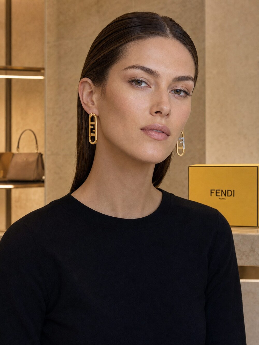 Fendi Modern Designer Earrings Style 3 | New with Box - Picture 9 of 9